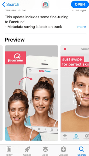 Figure 1 - FaceTune App